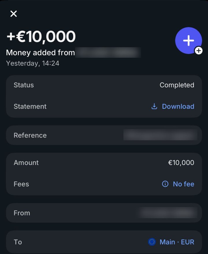 Received 10,000 euro support retainer