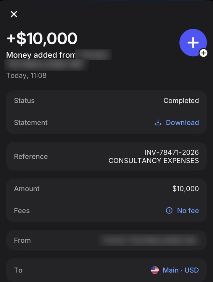 Received $10,000 consultancy fee